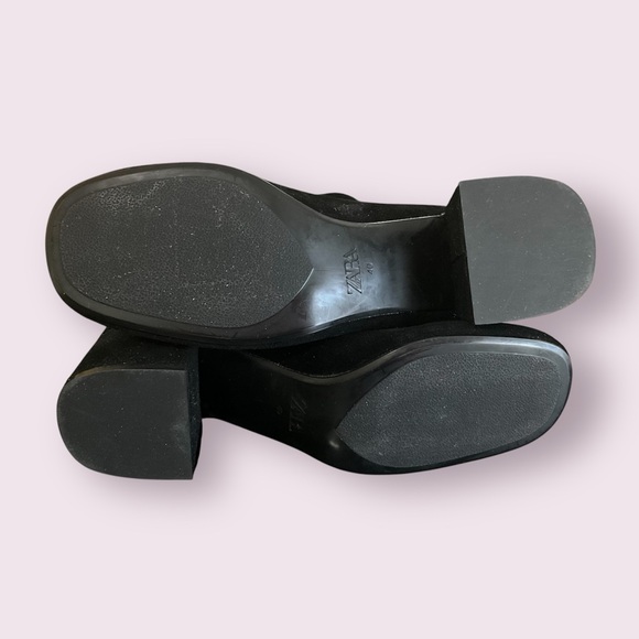 NWT ZARA Heeled Real Suede Knee High Boots with Fleece Cuff - Picture 15 of 16